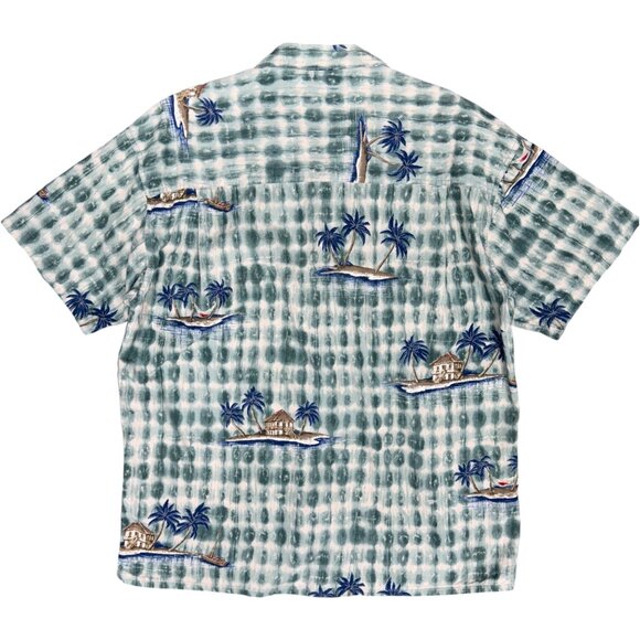 EUC Men's CHAPS RALPH LAUREN Hawaiian Palm Button Down Shirt Linen | Size L - Picture 2 of 7